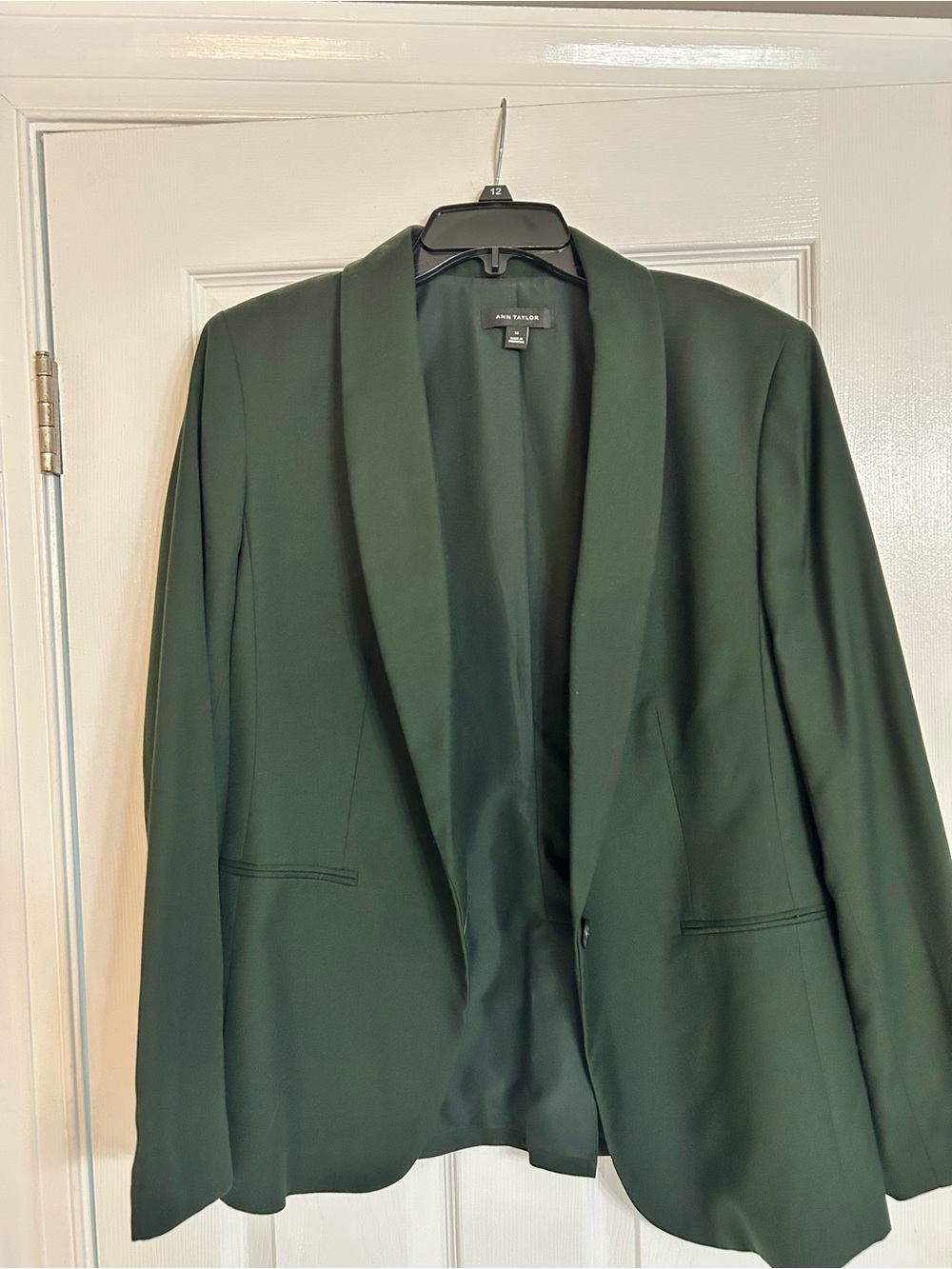 Ann Taylor Dark Green Shawl Collar Blazer